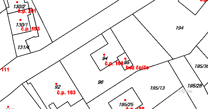 Hudcov 168, Teplice na parcele st. 94 v KÚ Hudcov, Katastrální mapa