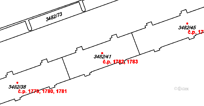 Místek 1782,1783, Frýdek-Místek na parcele st. 3482/41 v KÚ Místek, Katastrální mapa