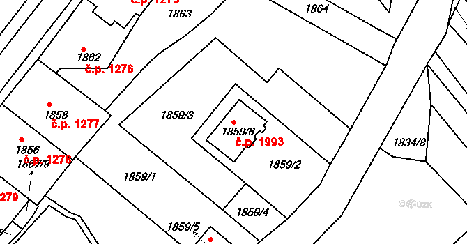 Turnov 1993 na parcele st. 1859/6 v KÚ Turnov, Katastrální mapa