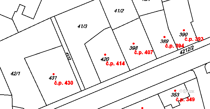 Lomnice nad Lužnicí 414 na parcele st. 420 v KÚ Lomnice nad Lužnicí, Katastrální mapa