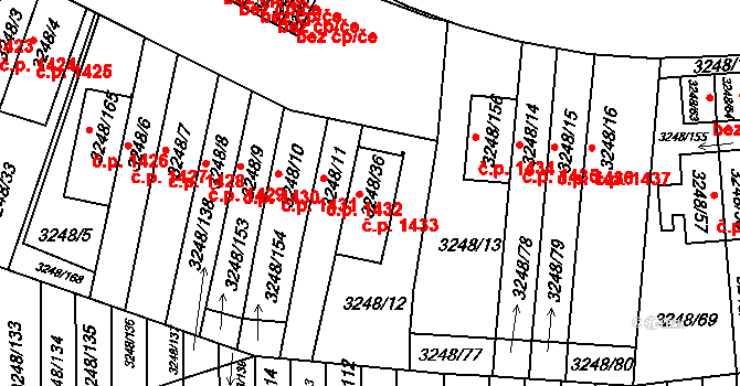 Krč 1433, Praha na parcele st. 3248/36 v KÚ Krč, Katastrální mapa