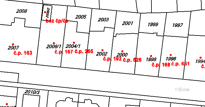 Stodůlky 192, Praha na parcele st. 2002 v KÚ Stodůlky, Katastrální mapa