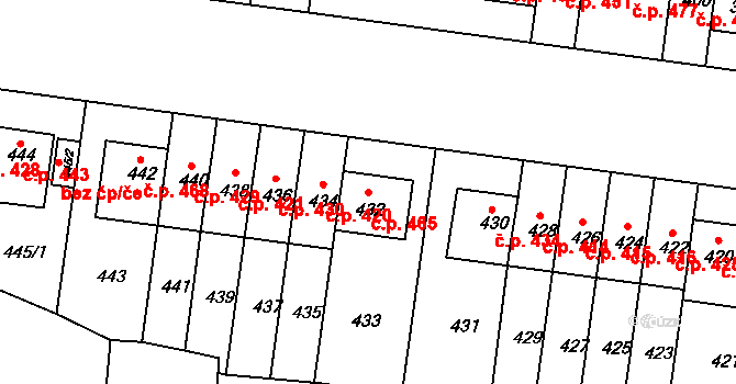 Prosek 465, Praha na parcele st. 432 v KÚ Prosek, Katastrální mapa
