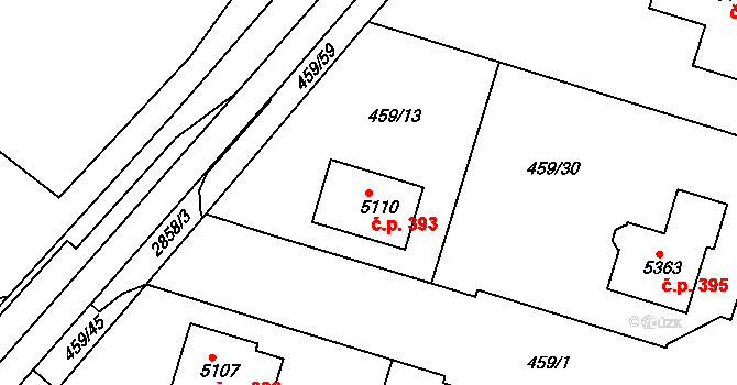 Dolní Předměstí 393, Trutnov na parcele st. 5110 v KÚ Trutnov, Katastrální mapa