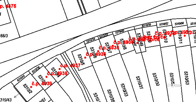 Chomutov 4935 na parcele st. 5310/6 v KÚ Chomutov I, Katastrální mapa