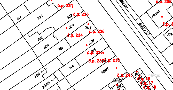 Přísnotice 236 na parcele st. 298 v KÚ Přísnotice, Katastrální mapa