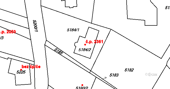 Šternberk 2361 na parcele st. 5184/2 v KÚ Šternberk, Katastrální mapa