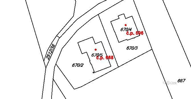 Rapotín 668 na parcele st. 670/5 v KÚ Rapotín, Katastrální mapa