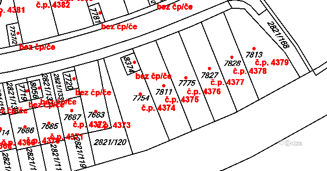 Kroměříž 4375 na parcele st. 7811 v KÚ Kroměříž, Katastrální mapa