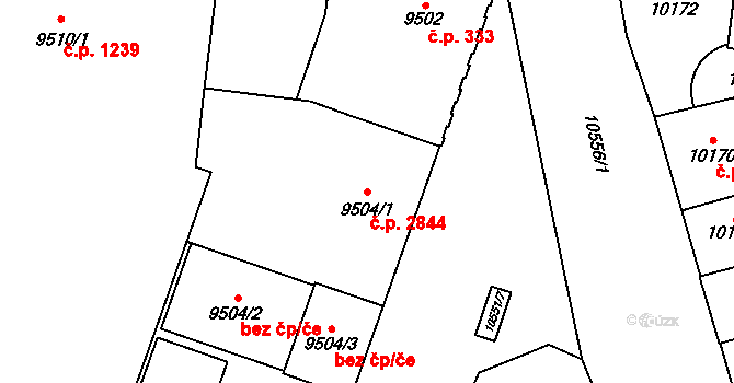 Jižní Předměstí 2844, Plzeň na parcele st. 9504/1 v KÚ Plzeň, Katastrální mapa