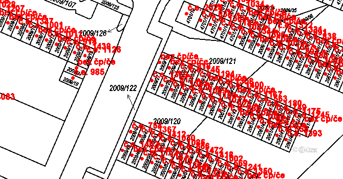 Chomutov 1381 na parcele st. 2009/29 v KÚ Chomutov I, Katastrální mapa