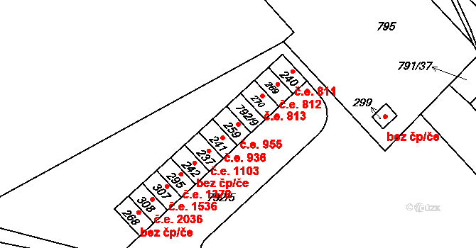 Znojmo 955 na parcele st. 259 v KÚ Znojmo-Hradiště, Katastrální mapa