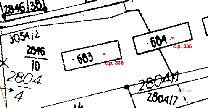 Janov 335 na parcele st. 683 v KÚ Janov u Litomyšle, Katastrální mapa