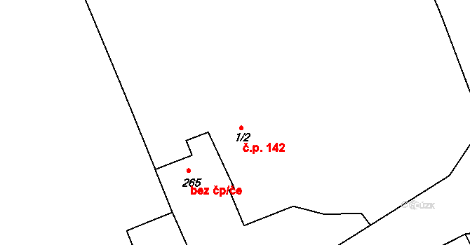 Lipovka 142, Rychnov nad Kněžnou na parcele st. 1/2 v KÚ Lipovka u Rychnova nad Kněžnou, Katastrální mapa