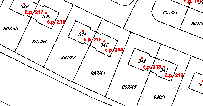 Robousy 214, Jičín na parcele st. 343 v KÚ Robousy, Katastrální mapa