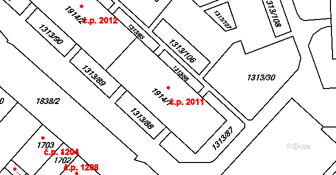 Předměstí 2011, Litoměřice na parcele st. 1914/1 v KÚ Litoměřice, Katastrální mapa