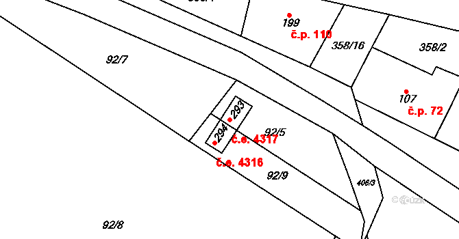Mramotice 4317, Znojmo na parcele st. 293 v KÚ Mramotice, Katastrální mapa