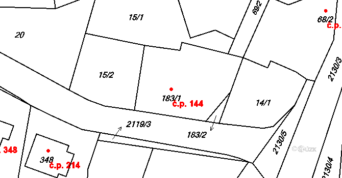 Čechtice 144 na parcele st. 183/1 v KÚ Čechtice, Katastrální mapa