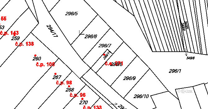 Královopolské Vážany 271, Rousínov na parcele st. 296/11 v KÚ Královopolské Vážany, Katastrální mapa