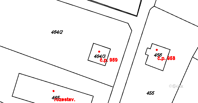 Hvězdov 959, Ralsko na parcele st. 464/3 v KÚ Ploužnice pod Ralskem, Katastrální mapa