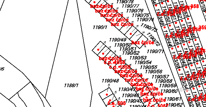 Bechyně 1058 na parcele st. 1190/50 v KÚ Bechyně, Katastrální mapa
