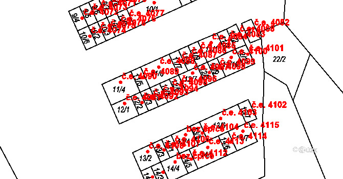 Kadaň 4095 na parcele st. 12/5 v KÚ Bystřice u Kadaně, Katastrální mapa