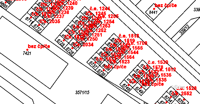 Hodonín 1852 na parcele st. 6416 v KÚ Hodonín, Katastrální mapa