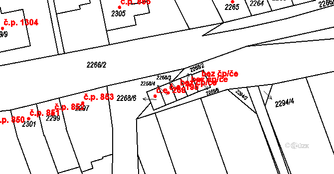 Slavíkovice 195, Rousínov na parcele st. 2268/4 v KÚ Rousínov u Vyškova, Katastrální mapa