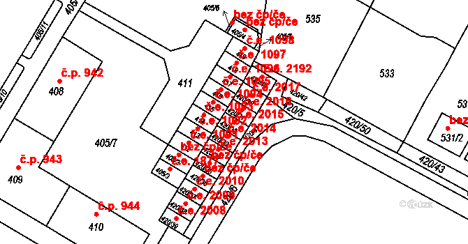 Jirkov 2015 na parcele st. 420/32 v KÚ Jirkov, Katastrální mapa