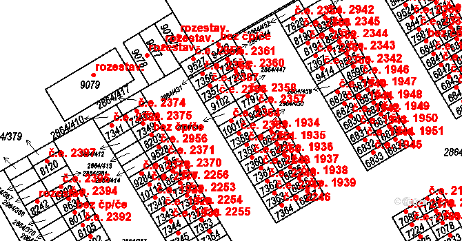 Hodonín 2364 na parcele st. 10010 v KÚ Hodonín, Katastrální mapa