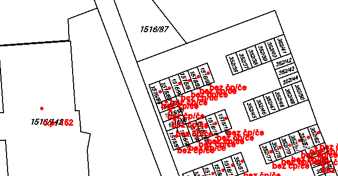 Březnice 38608634 na parcele st. 1516/89 v KÚ Březnice, Katastrální mapa