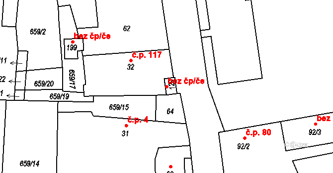 Boleboř 39100634 na parcele st. 129 v KÚ Boleboř, Katastrální mapa