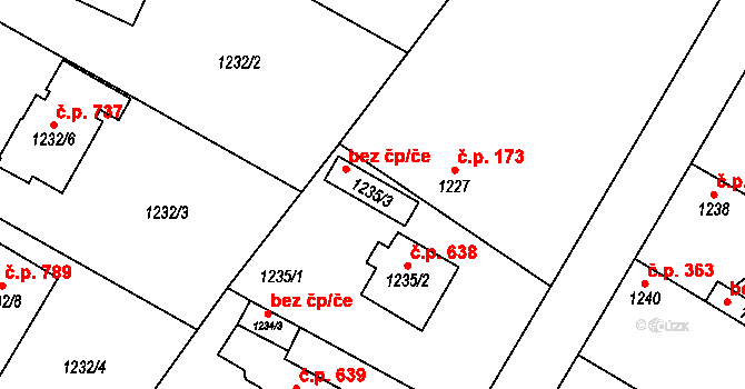 Kosmonosy 43572634 na parcele st. 1235/3 v KÚ Kosmonosy, Katastrální mapa