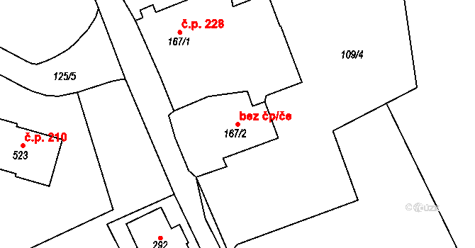 Krajková 44330634 na parcele st. 167/2 v KÚ Krajková, Katastrální mapa