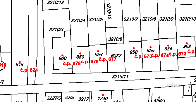 Polešovice 677 na parcele st. 958 v KÚ Polešovice, Katastrální mapa
