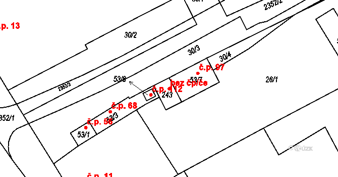 Sušice 47599634 na parcele st. 243 v KÚ Sušice u Přerova, Katastrální mapa