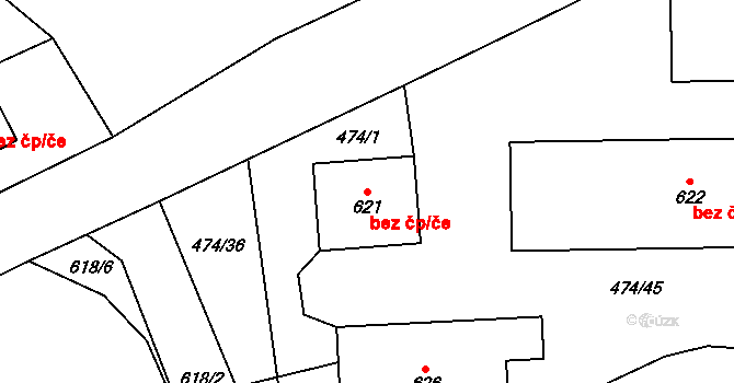 Červená Řečice 48473634 na parcele st. 621 v KÚ Červená Řečice, Katastrální mapa
