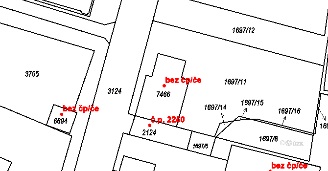 Kroměříž 48774634 na parcele st. 7466 v KÚ Kroměříž, Katastrální mapa