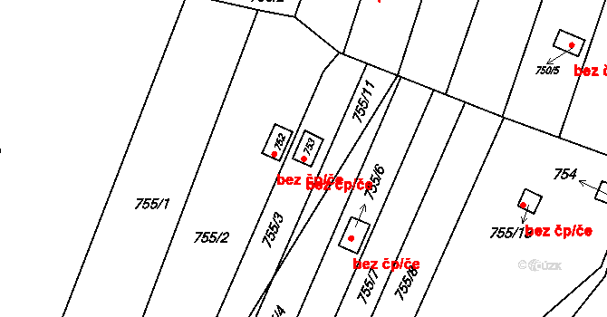 Kyjov 49028634 na parcele st. 753 v KÚ Bohuslavice u Kyjova, Katastrální mapa