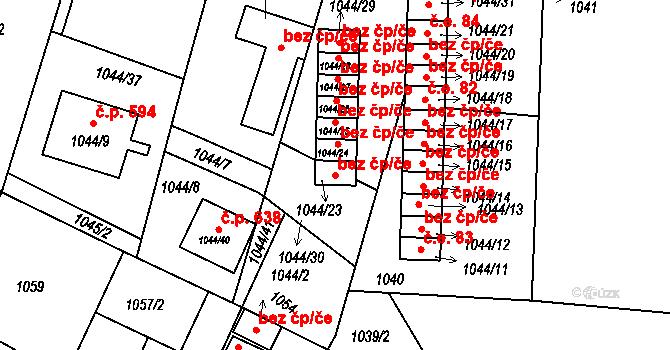 Batelov 49364634 na parcele st. 1044/23 v KÚ Batelov, Katastrální mapa
