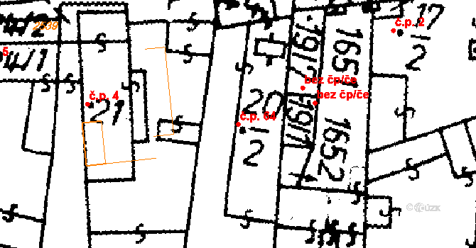 Rataje 64 na parcele st. 20/2 v KÚ Rataje u Bechyně, Katastrální mapa