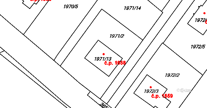 Holešov 1658 na parcele st. 1971/13 v KÚ Holešov, Katastrální mapa