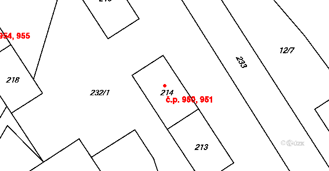 Kopřivnice 950,951 na parcele st. 213 v KÚ Kopřivnice, Katastrální mapa