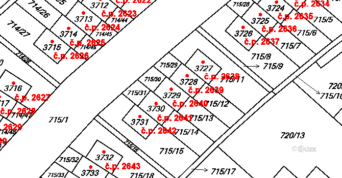 Brandýs nad Labem 2640, Brandýs nad Labem-Stará Boleslav na parcele st. 3729 v KÚ Brandýs nad Labem, Katastrální mapa