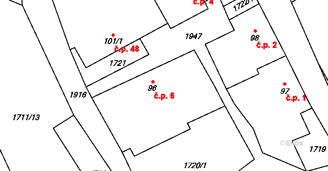 Chlístov 6, Okrouhlice na parcele st. 96 v KÚ Chlístov u Okrouhlice, Katastrální mapa
