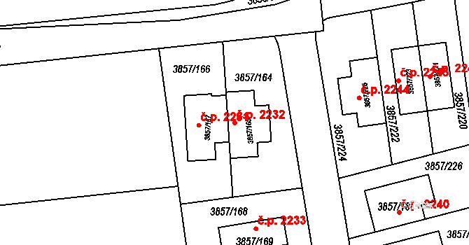 Modřany 2232, Praha na parcele st. 3857/165 v KÚ Modřany, Katastrální mapa