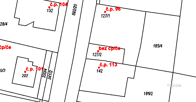 Křečhoř 98584634 na parcele st. 127/2 v KÚ Křečhoř, Katastrální mapa