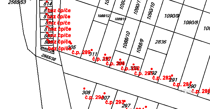 Vranovice 296 na parcele st. 310 v KÚ Vranovice nad Svratkou, Katastrální mapa
