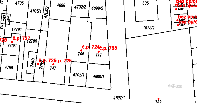 Hrušovany nad Jevišovkou 723 na parcele st. 737 v KÚ Hrušovany nad Jevišovkou, Katastrální mapa