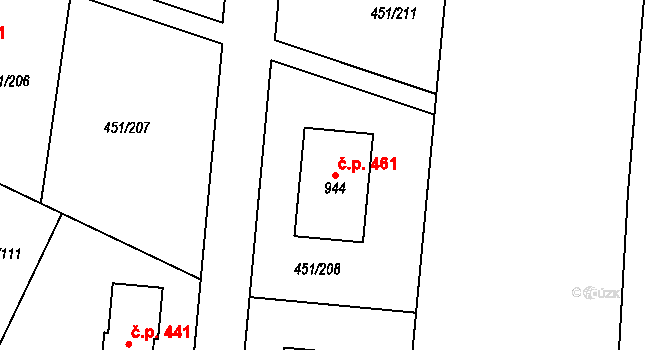 Horoušánky 461, Horoušany na parcele st. 944 v KÚ Horoušany, Katastrální mapa
